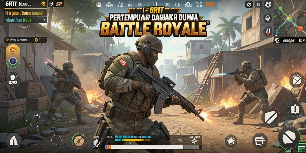 Gameplay intens dari 6RT dalam aksi Battle Royale.