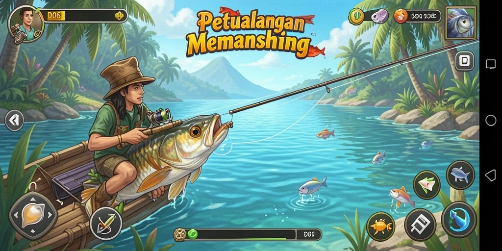 Tampilan gameplay D06 yang menakjubkan saat memancing.