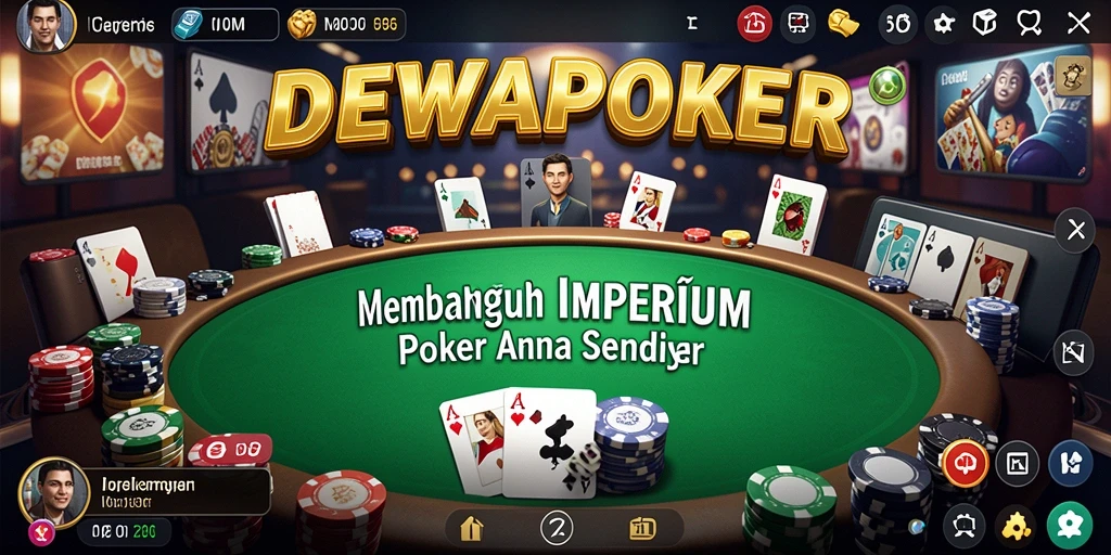 Screenshot gameplay DEWAPOKER menampilkan suasana kasino yang dinamis.