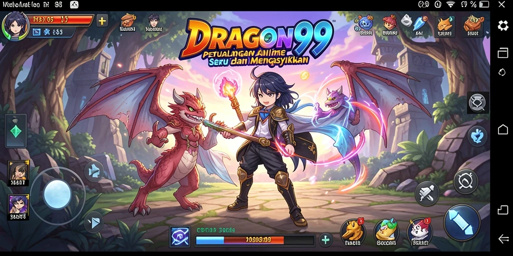 Tampilan dinamis dari gameplay seru dan karakter anime.