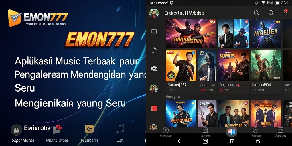 Tampilan gameplay EMON777 yang menampilkan interaksi dengan musik.