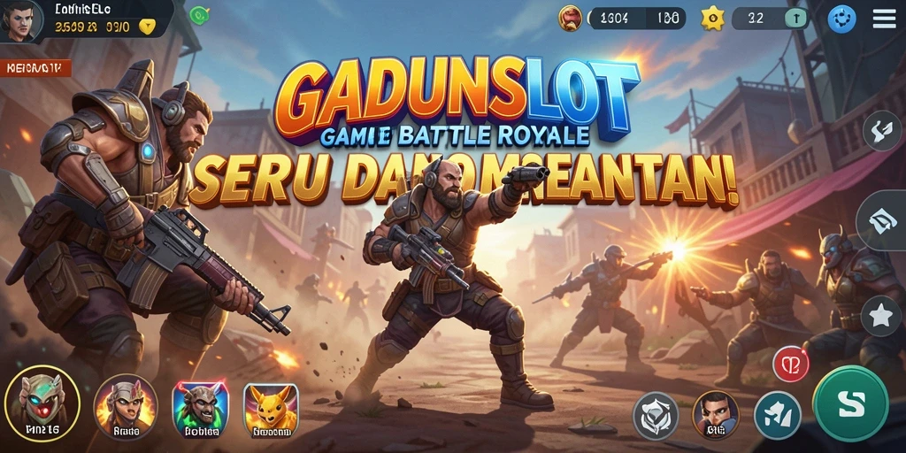 Gameplay GADUNSLOT saat pertempuran Battle Royale yang intens.