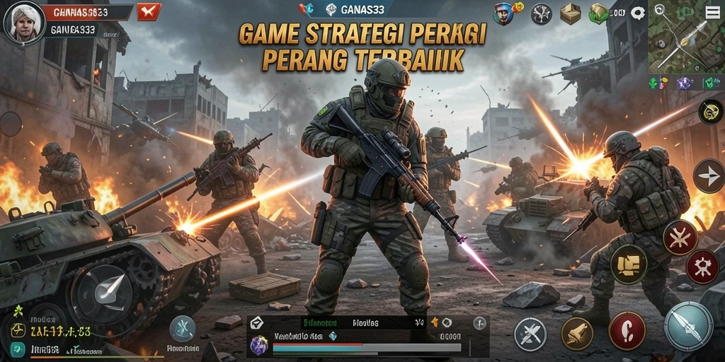Screenshot gameplay GANAS33 yang menunjukkan pertempuran strategi yang mendebarkan.