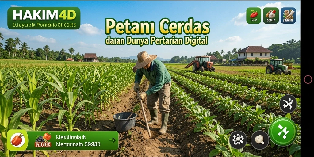 Screenshot gameplay HAKIM4D yang menampilkan kebun yang indah dan tanaman hijau.