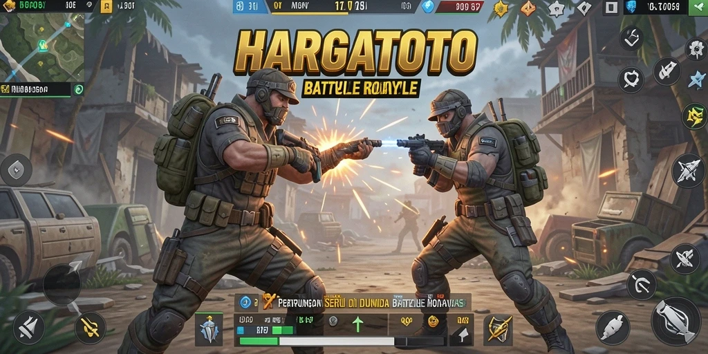 Screenshot HARGATOTO menampilkan aksi seru dalam Battle Royale.