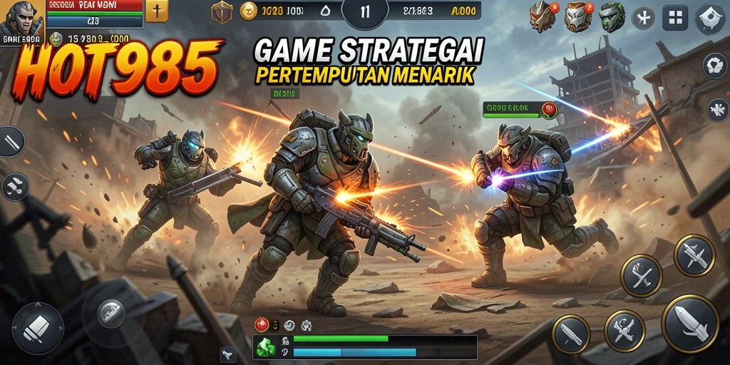 Tangkapan layar HOT985 menampilkan aksi pertempuran seru dari game SLG.