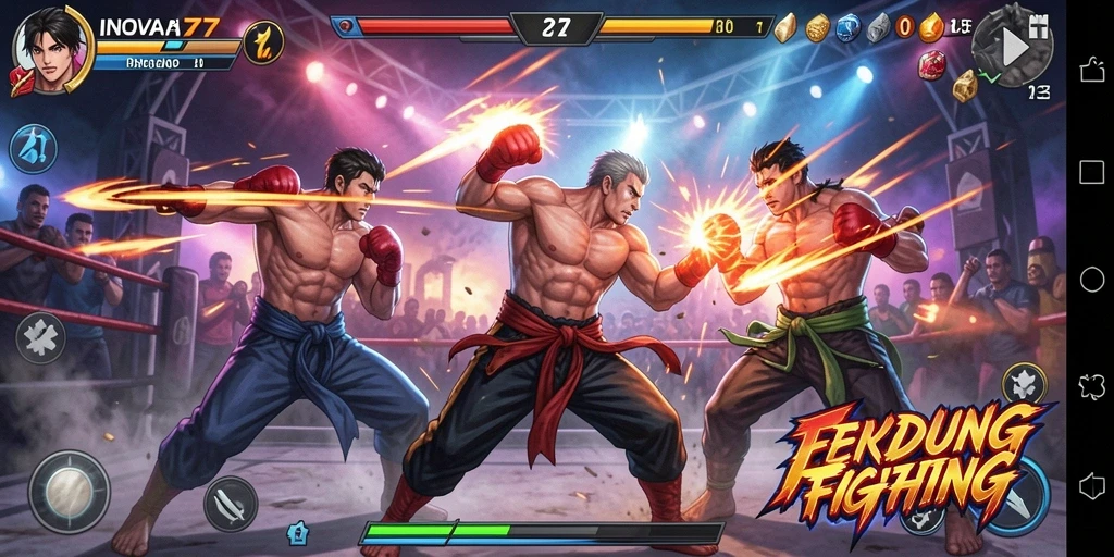 Tampilan pertarungan epik dalam gameplay INOVA77.