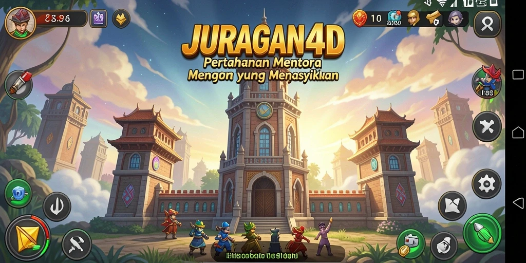 Tampilan gameplay menegangkan di JURAGAN4D saat mempertahankan menara.