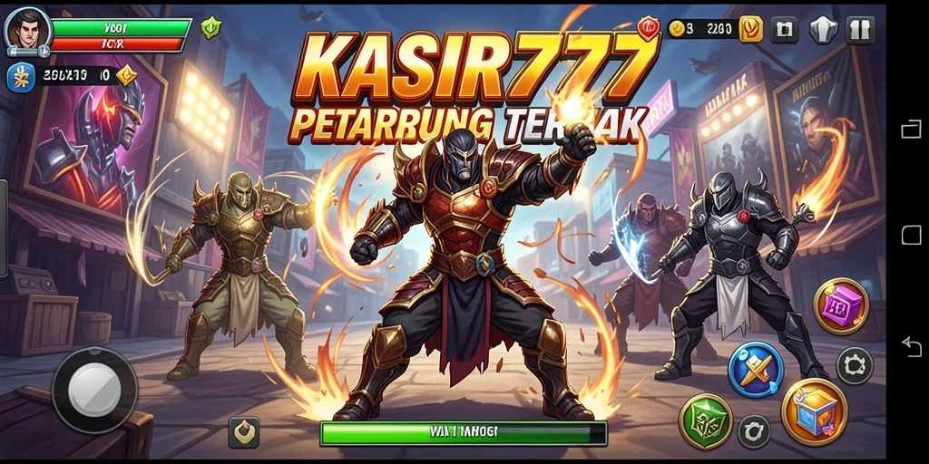 Screenshot utama KASIR777 menampilkan pertarungan seru antara karakter.