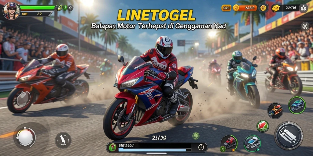 Tampilan gameplay balapan motor yang seru dan mendebarkan.