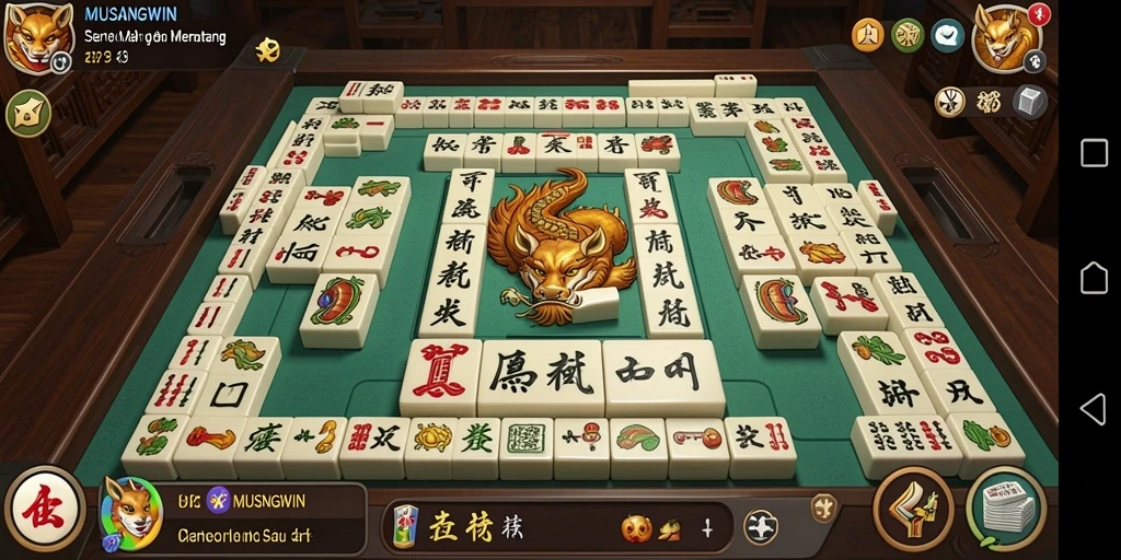Tampilan gameplay menarik dari MUSANGWIN dengan elemen Mahjong yang klasik.