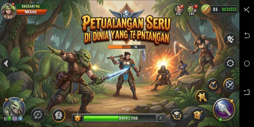 Tangkapan layar gameplay NK666 menampilkan dunia petualangan yang kaya dan menakjubkan.