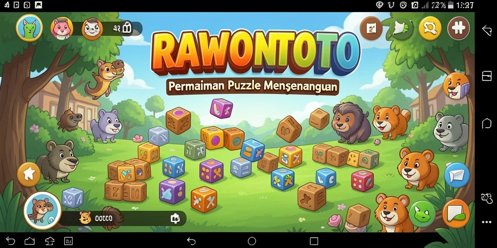 Tampilan gameplay menantang di RAWONTOTO dengan teka-teki yang kreatif.