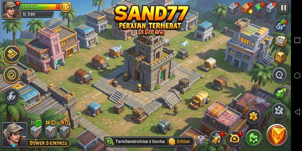 Tangkapan layar utama SAND77 menampilkan momen mendebarkan dalam permainan Tower Defense.