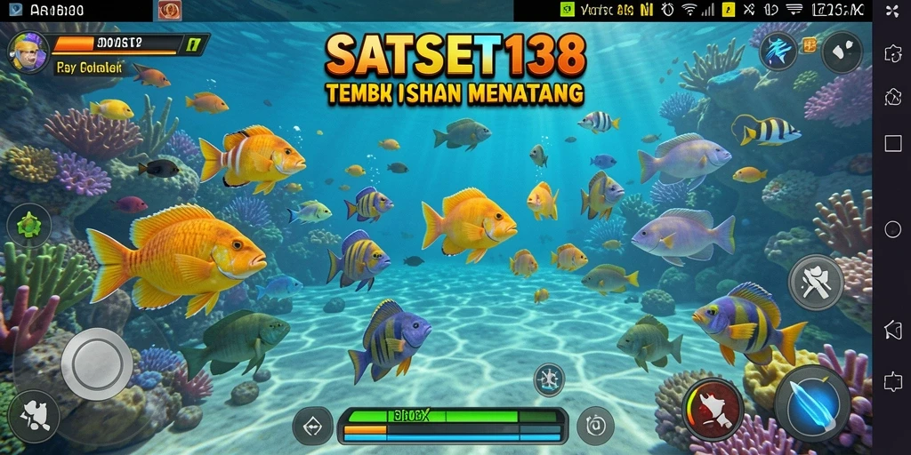 Tampilan utama gameplay SATSET138 dengan aksi tembak ikan yang menarik.