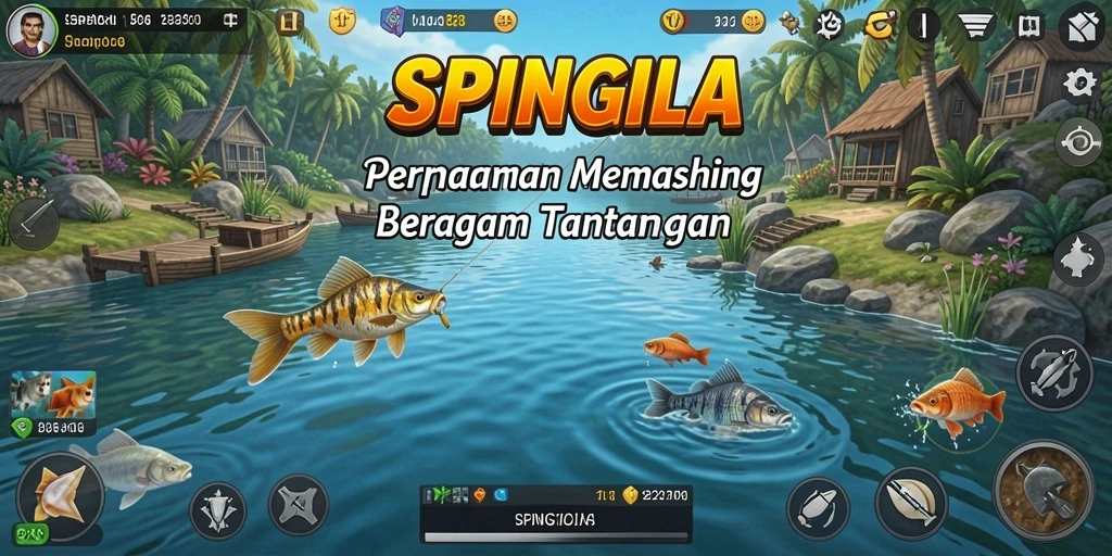 Gameplay SPINGILA yang menegangkan dan penuh warna saat memancing.